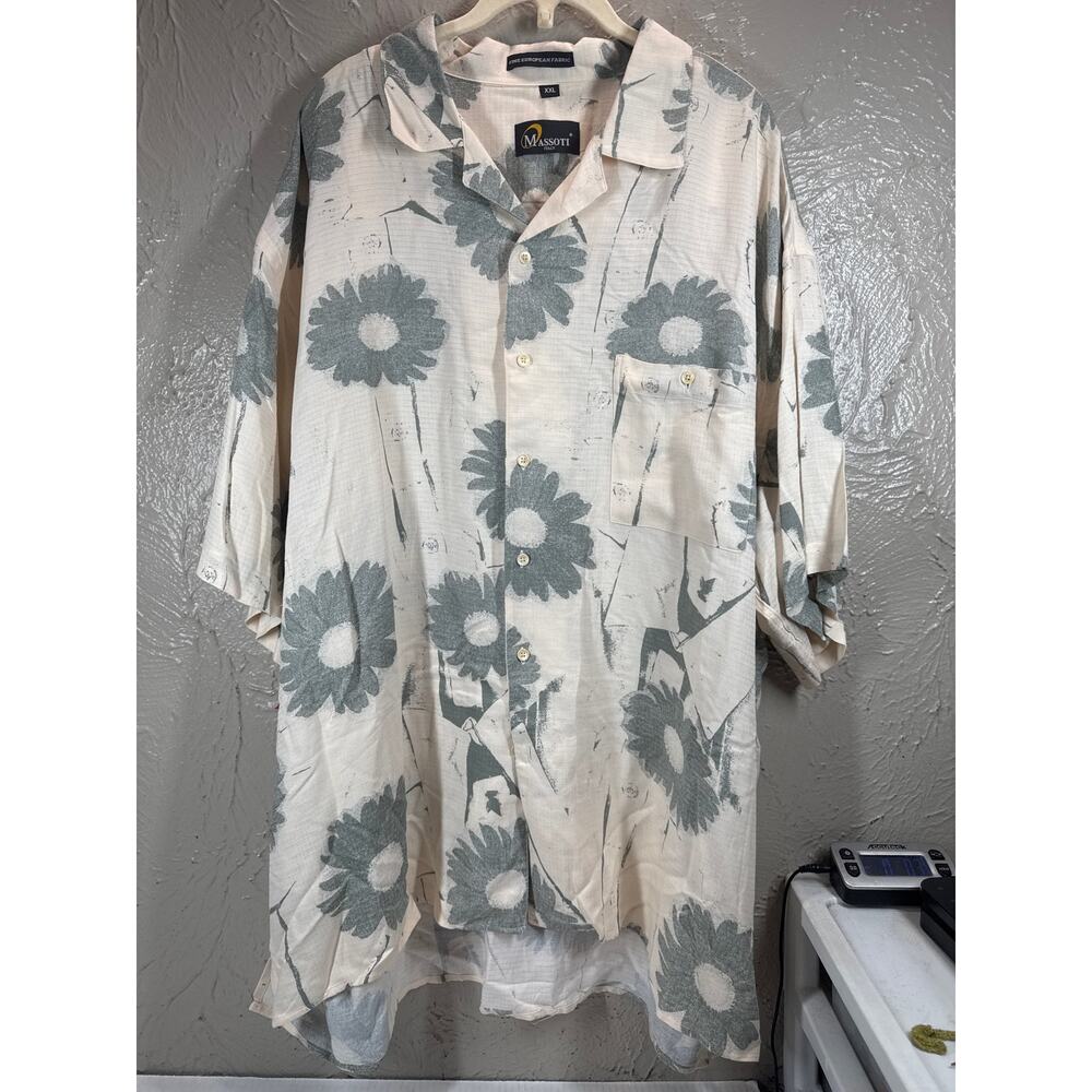 Massoti Italy Fine European Fabric Artwork Hawaiian Button Up Shirt Mens‎ XXL